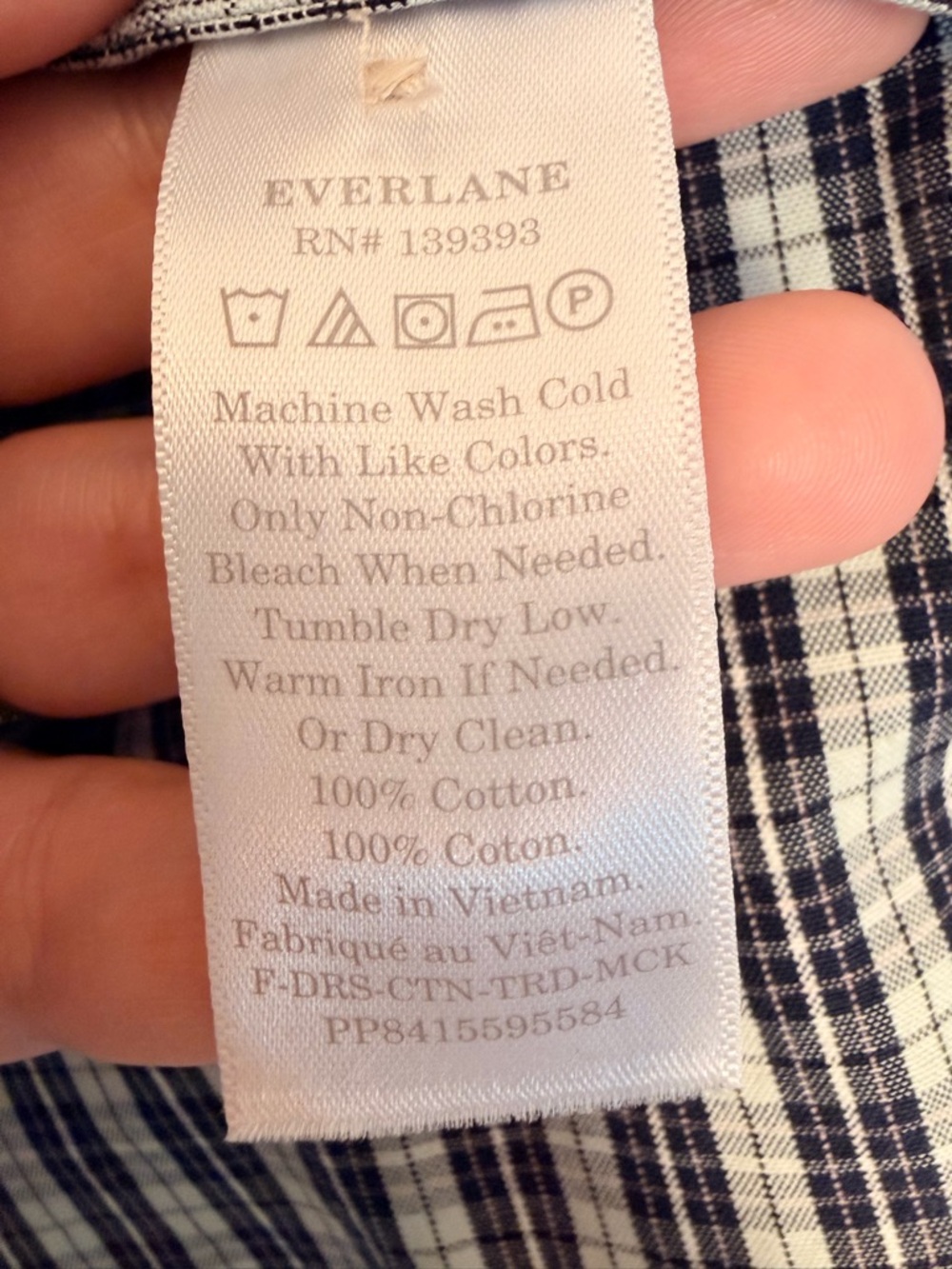 Everlane The Tiered Mock Neck Midi Cotton Checks Dress - Size Small - Picture 5 of 8